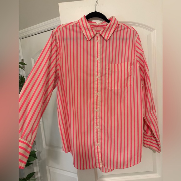 a new day Tops - A New Day Coral and White Striped Shirt